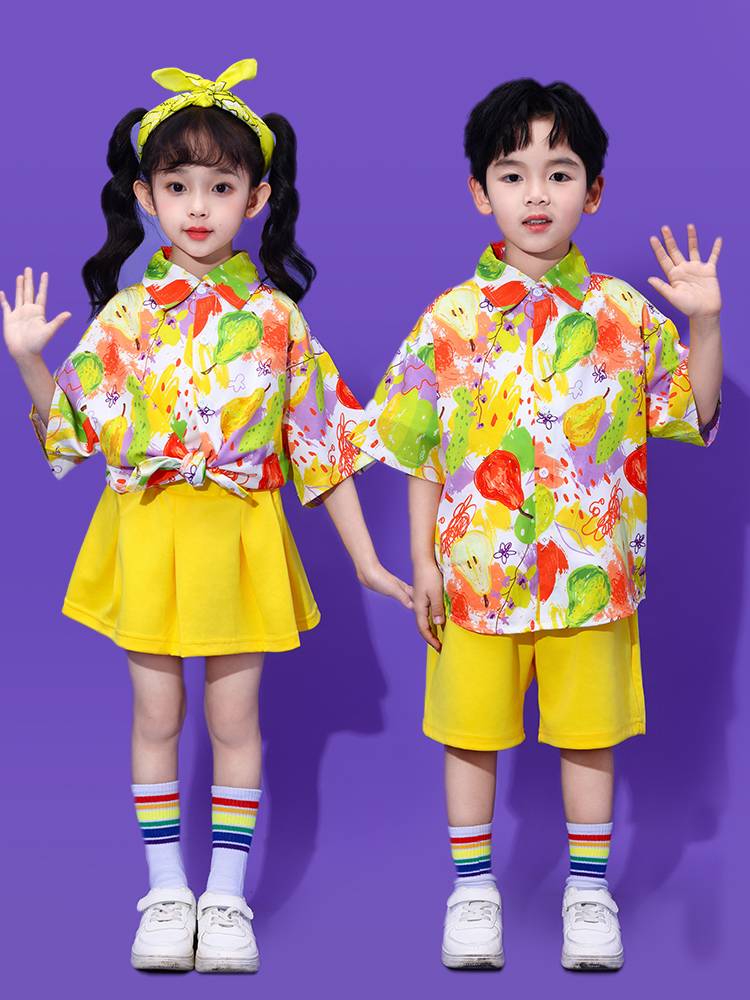 Children's Children's La Team Performance Service La La Fuck Dance Student Performance Flower Shirt Kindergarten Chorus Clothing