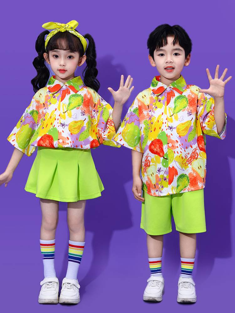 Children's Children's La Team Performance Service La La Fuck Dance Student Performance Flower Shirt Kindergarten Chorus Clothing