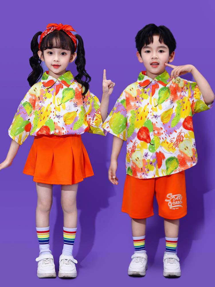 Children's Children's La Team Performance Service La La Fuck Dance Student Performance Flower Shirt Kindergarten Chorus Clothing