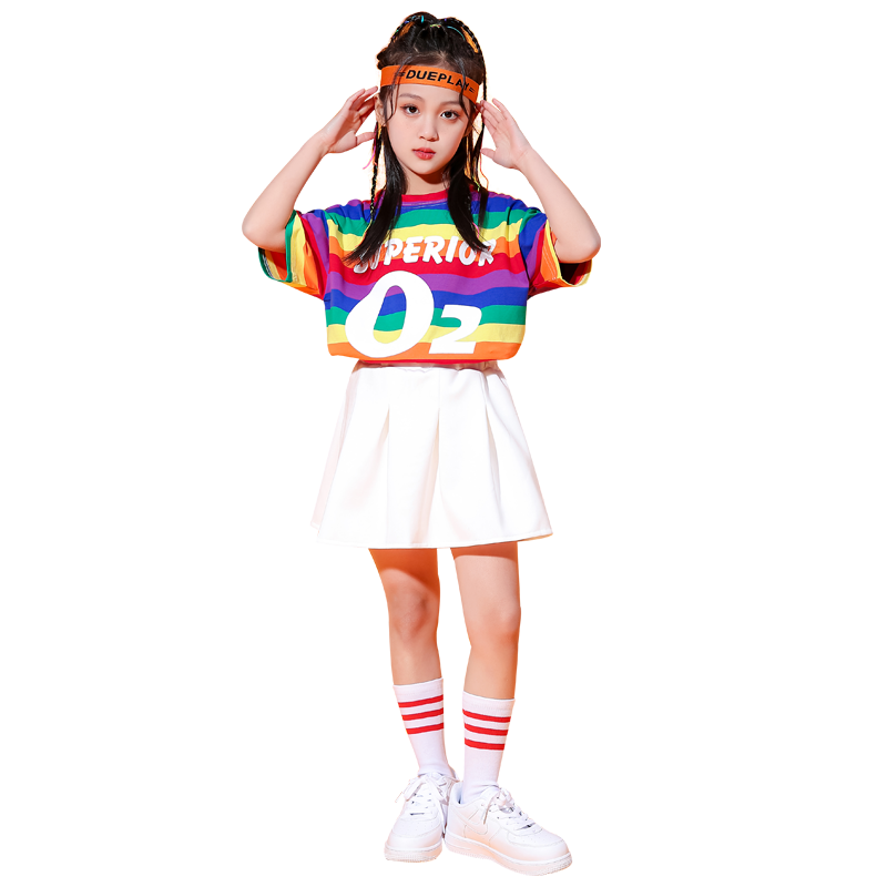 Chorus performance service men's and women's strap pants set Primary school sports conference Kindergarten La cheerleading show