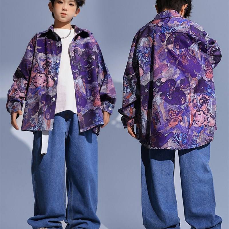 Cheerleading jazz dance clothing girl Hong Kong wind in the 1980s retro children's performance service Hiphop hip -hop watch show