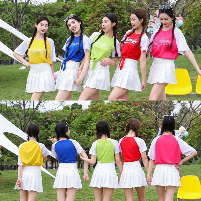 Candy color cheerleading team dance performance service junior high school student summer sports party
