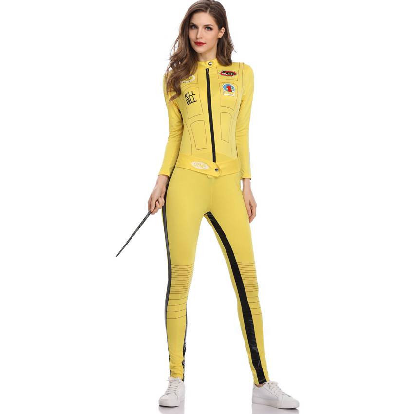 M-XL Halloween sexy connective motorcycle clothing steel pipe dance hot dance dance connective yellow racing girl cheerleader cheerleading team