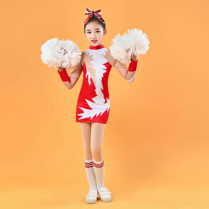 Children's and female Lala team slim and drilling dress long sleeve campus Athletic Games cheerleading competition dance service