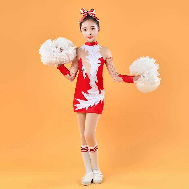 Children's and female Lala team slim and drilling dress long sleeve campus Athletic Games cheerleading competition dance service
