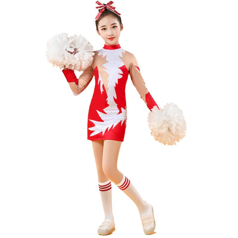 Children's and female Lala team slim and drilling dress long sleeve campus Athletic Games cheerleading competition dance service