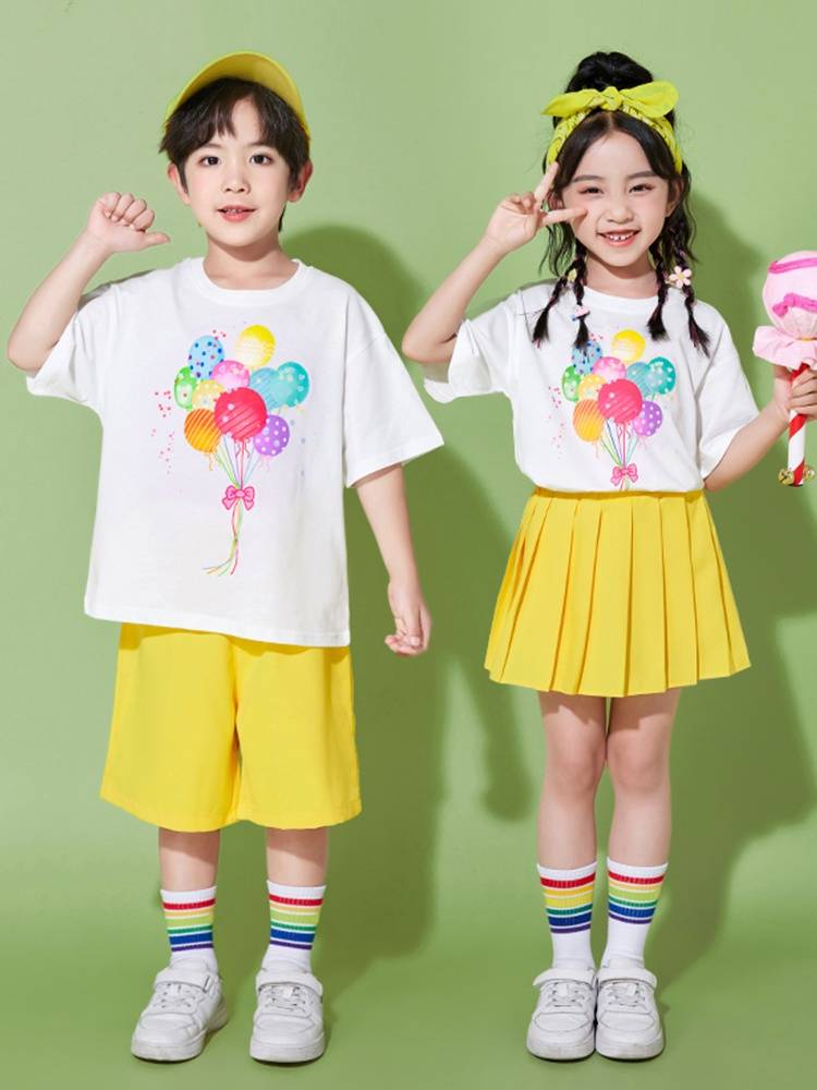 Children's Hanfu Performance Sergeant Dopamine Short Sleeve La La Team Graduation Performance Garden Server Performance Clothing