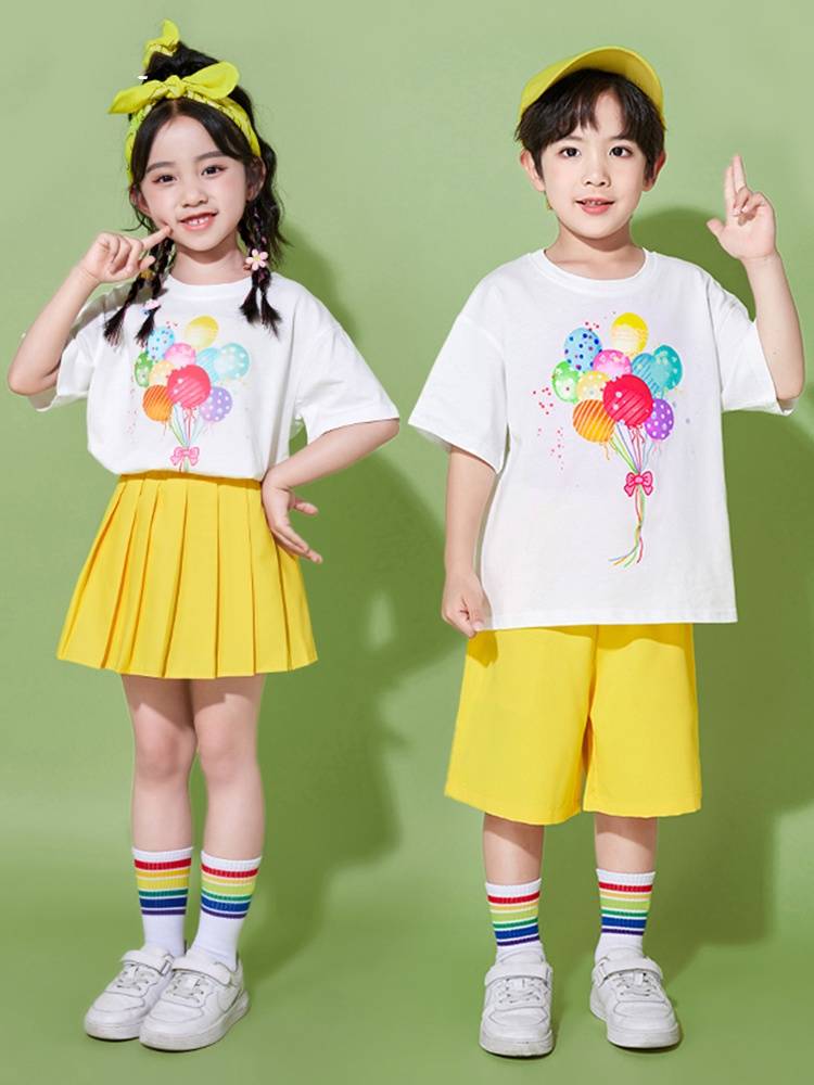 Children's Hanfu Performance Sergeant Dopamine Short Sleeve La La Team Graduation Performance Garden Server Performance Clothing