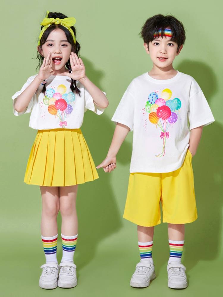 Children's Hanfu Performance Sergeant Dopamine Short Sleeve La La Team Graduation Performance Garden Server Performance Clothing