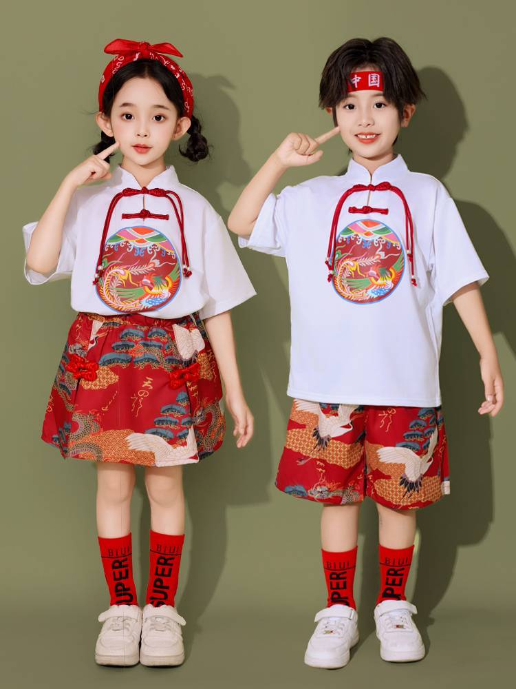 Children's Children's Performance Services Guofeng La La Team Summer Summer Hanfu Set Chorus Chorus Kindergarten Dance Performance Service