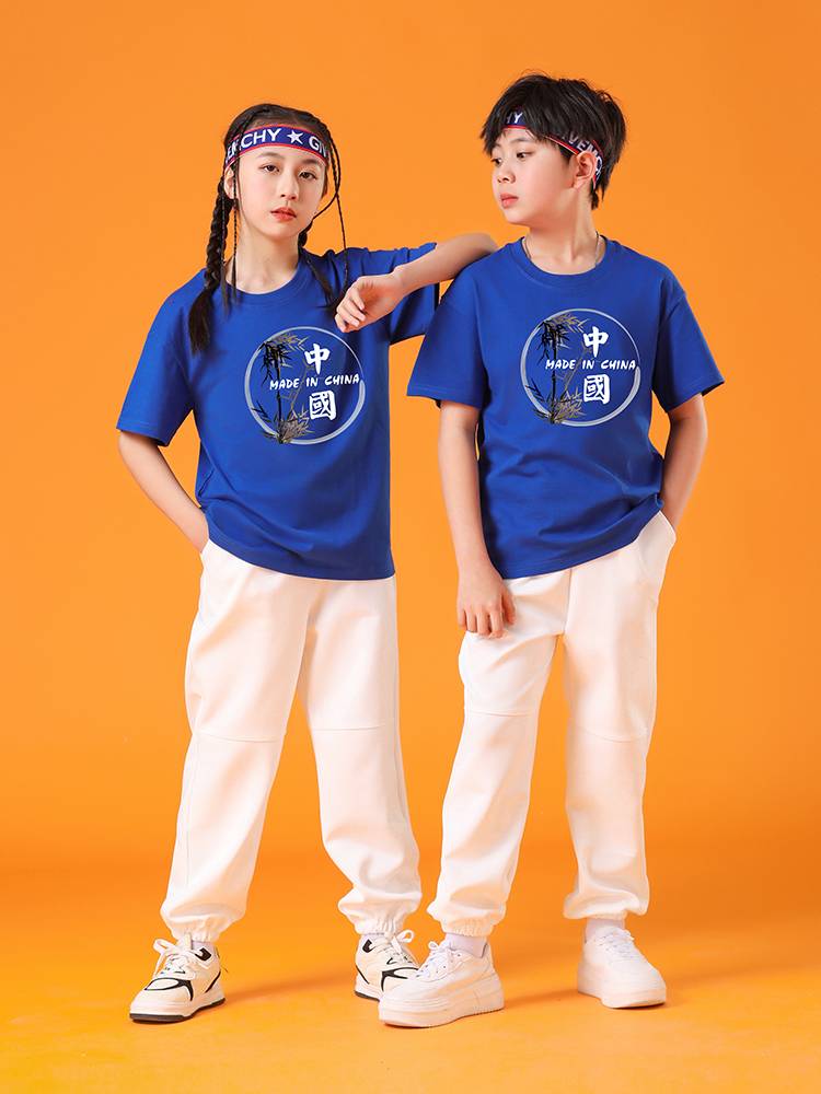 Primary school sports clothing blue ball skipping group fucking Liuyi kindergarten Lala team cheerleading children's performance clothing