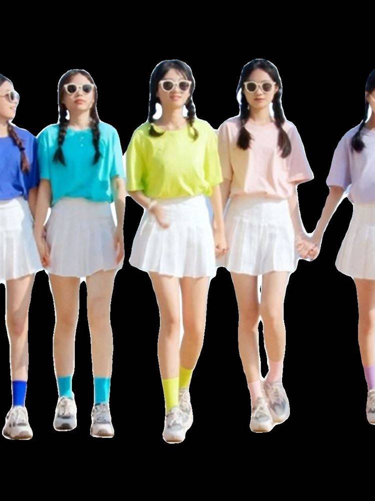 HIGH SCHOOL KID, CANDY-COLORED T-SHIRTS, CHEERLEADING CHEERLEADERS, SUMMER SPORTS GRADUATION GIRL COSTUMES
