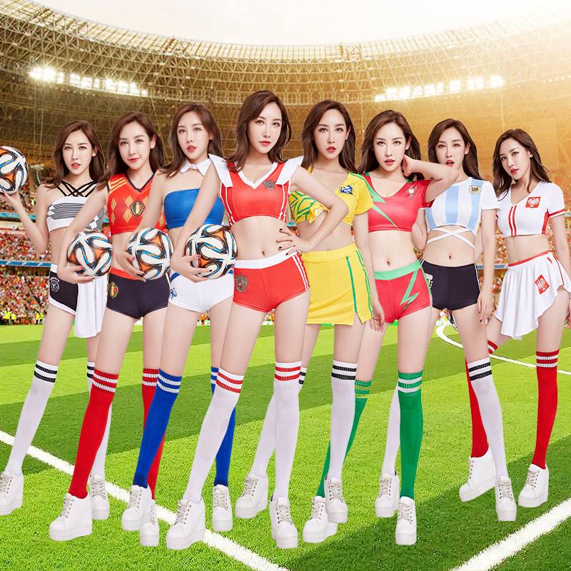 2024 World Football Cup baby jersey uniform bar DS dancing short skirt exposed navel cheerleader clothing women's suit