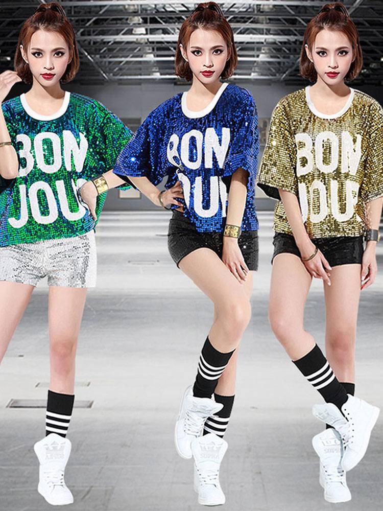 Female adult sequins dance trousers and clothing Jazz La cheerle team modern dance performance service cheerleading cheerleading team uniforms