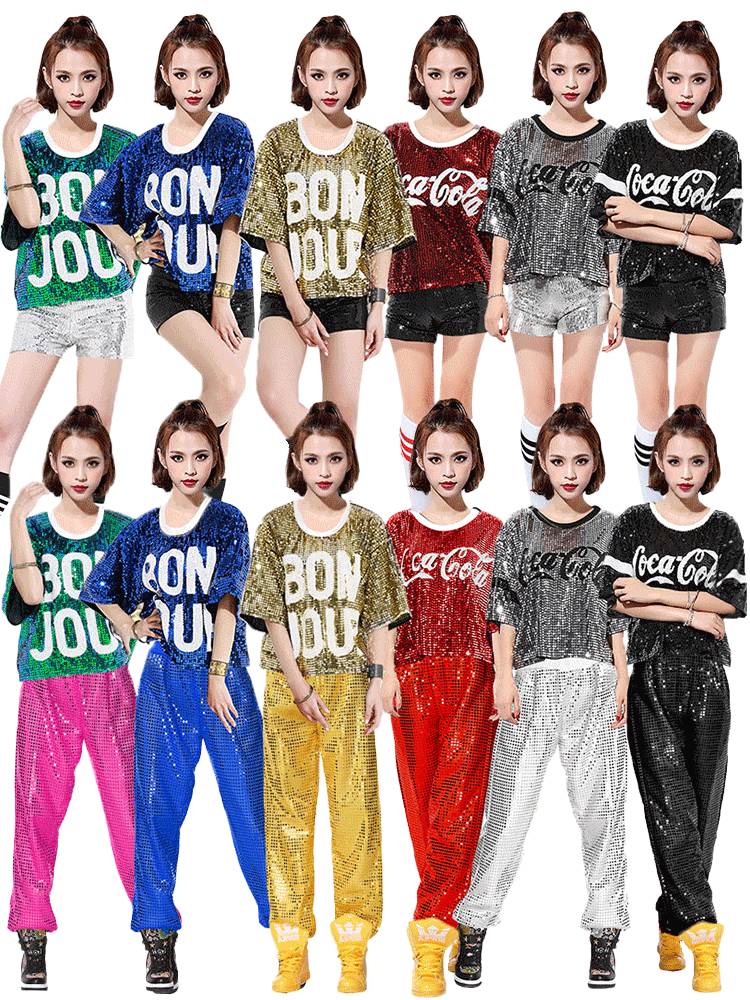 Female adult sequins dance trousers and clothing Jazz La cheerle team modern dance performance service cheerleading cheerleading team uniforms