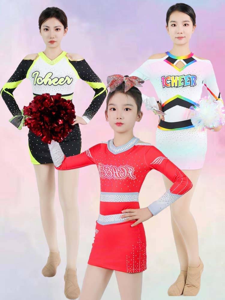 Customized men and girls and children cheerleaders.
