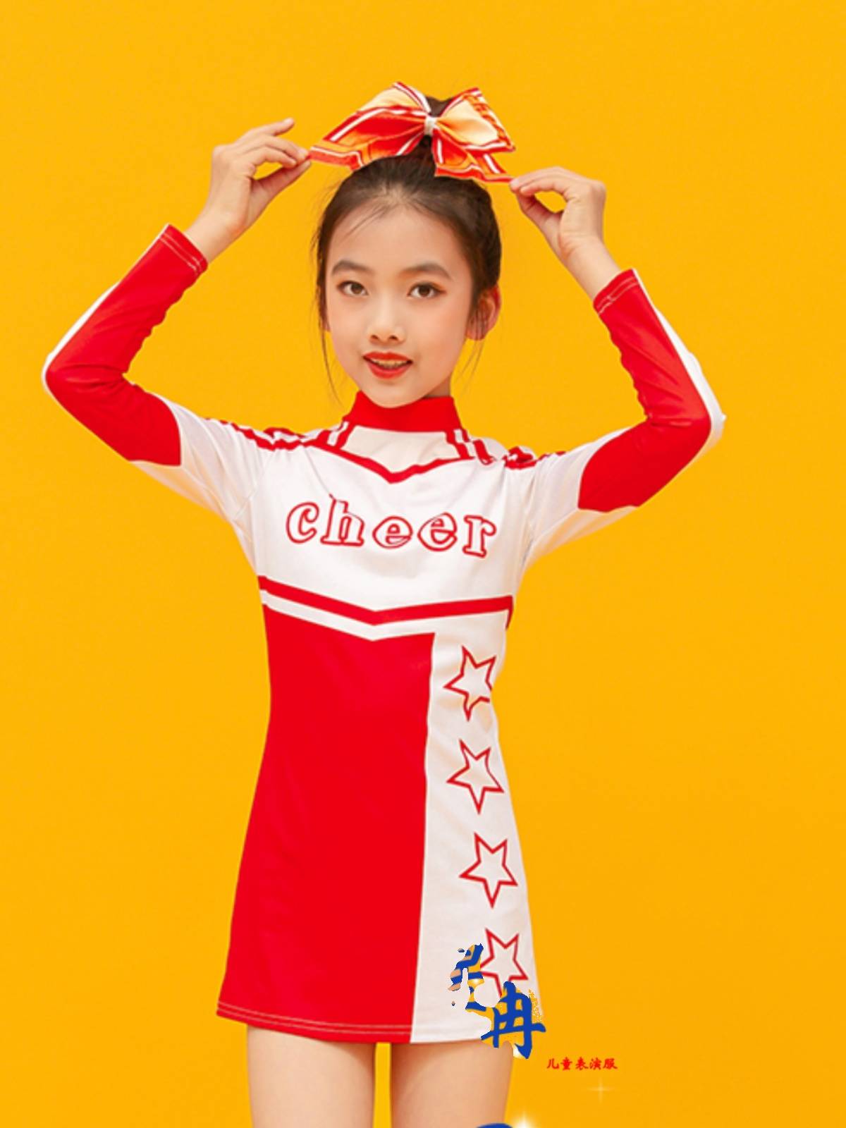 The new cheerleading team clothes dance, dance, clothing, children, men and women, long -sleeved cheerleading sports games, showing adults