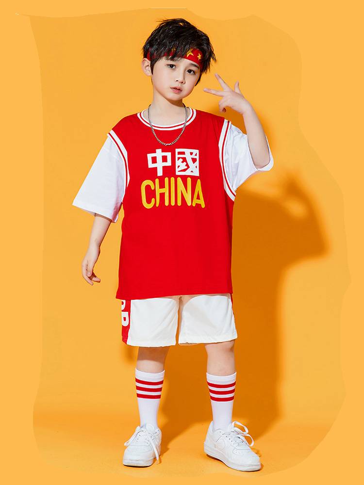 Elementary school students Chinese style cheerleading cheerleading dance performance clothing jazz dance hip -hop hip -hop watch show