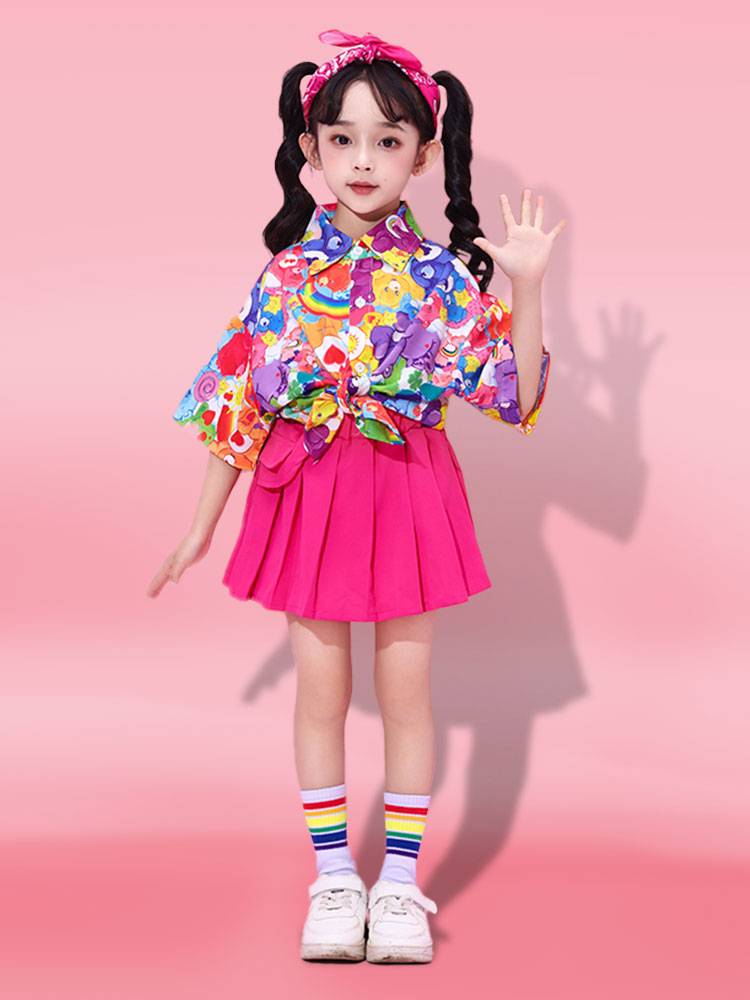Male girl jazz dance retro shirt set, Liuyi children cheerleader performance service elementary school sports meeting