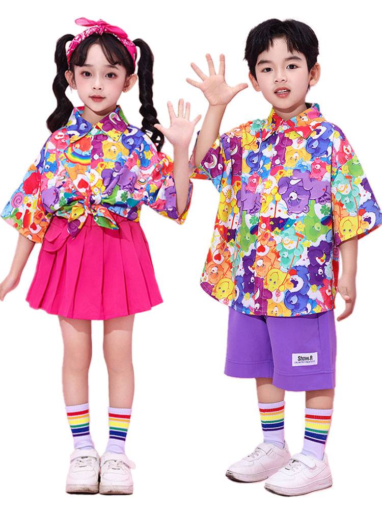 Male girl jazz dance retro shirt set, Liuyi children cheerleader performance service elementary school sports meeting