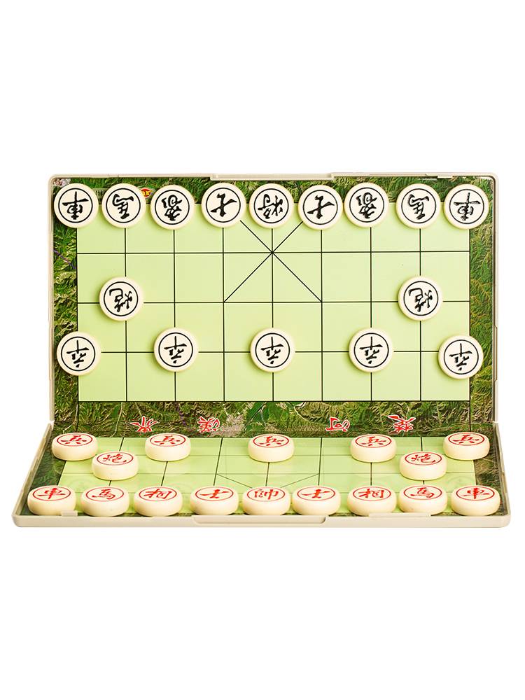 Book -type magnetic Chinese chess large folding chessboard portable student Children's competition high -end magnetic yin carving