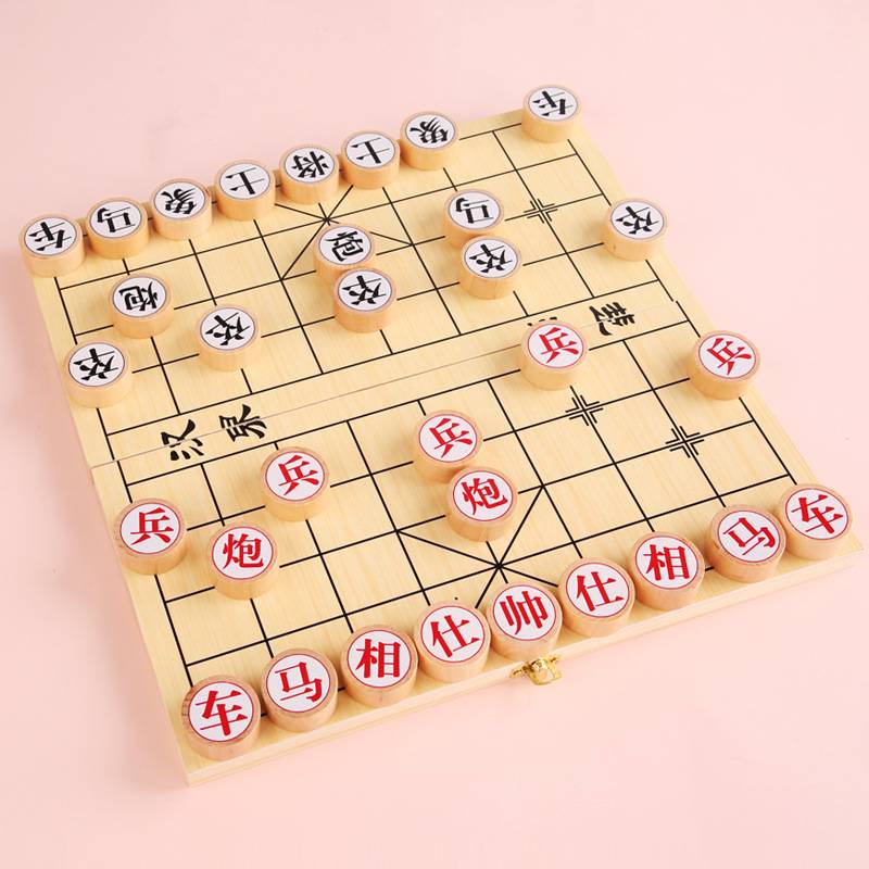 Chinese chess chessboard wooden elementary school children children's chess pieces full set of solid wood chess interactive desktop toys
