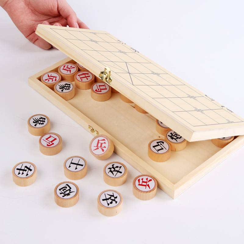 Chinese chess chessboard wooden elementary school children children's chess pieces full set of solid wood chess interactive desktop toys