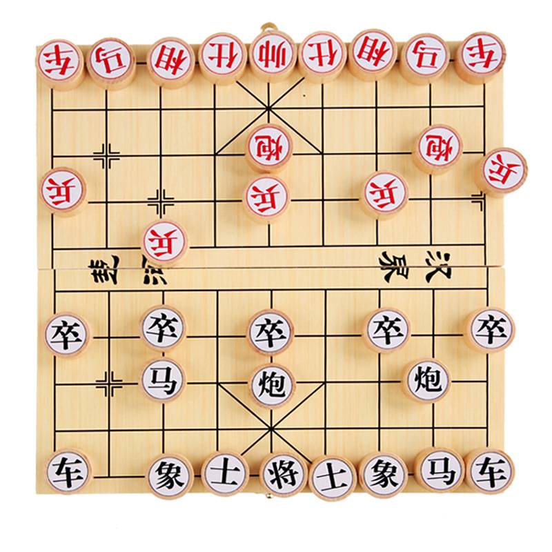 Chinese chess chessboard wooden elementary school children children's chess pieces full set of solid wood chess interactive desktop toys