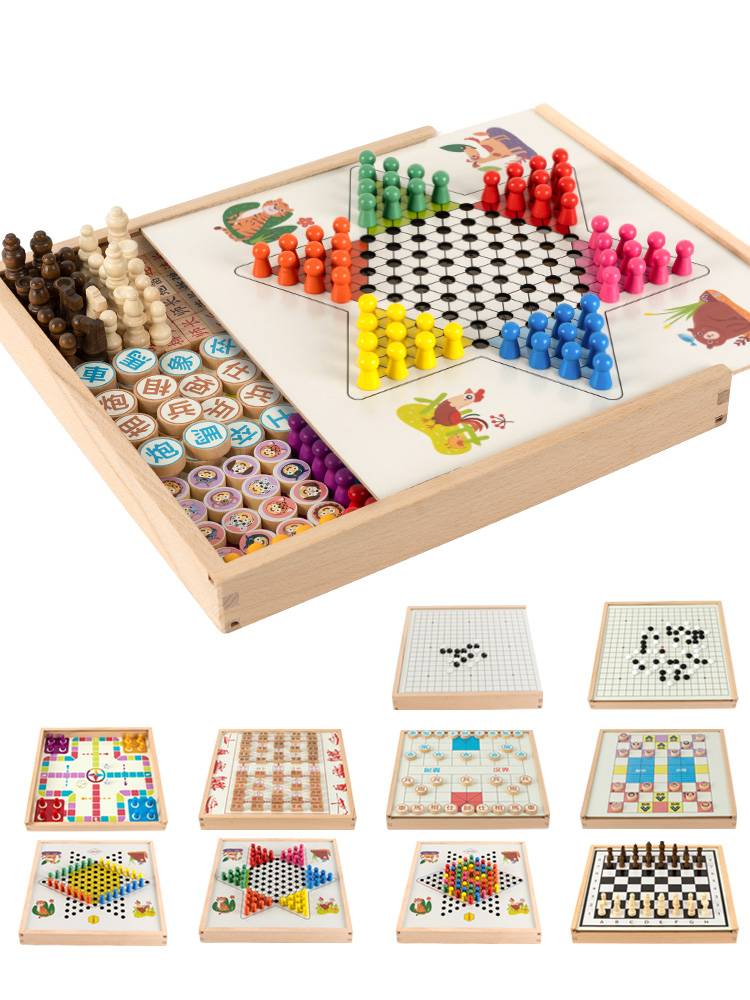 Multifunctional game chessboard multi -combined chess and card children's adults to play chess pieces set toys wisdom board games