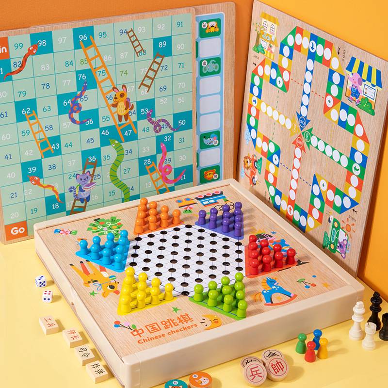 Flying Chess Five Chessers Children ' s Early Lessons for Toys Multi-Function Game Board of Chessers