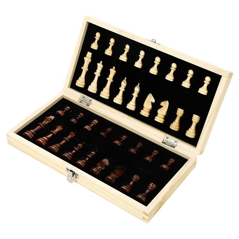 Magnetic International Chess Wood Folding Color Box Put two after two competitive puzzle chess and card toys