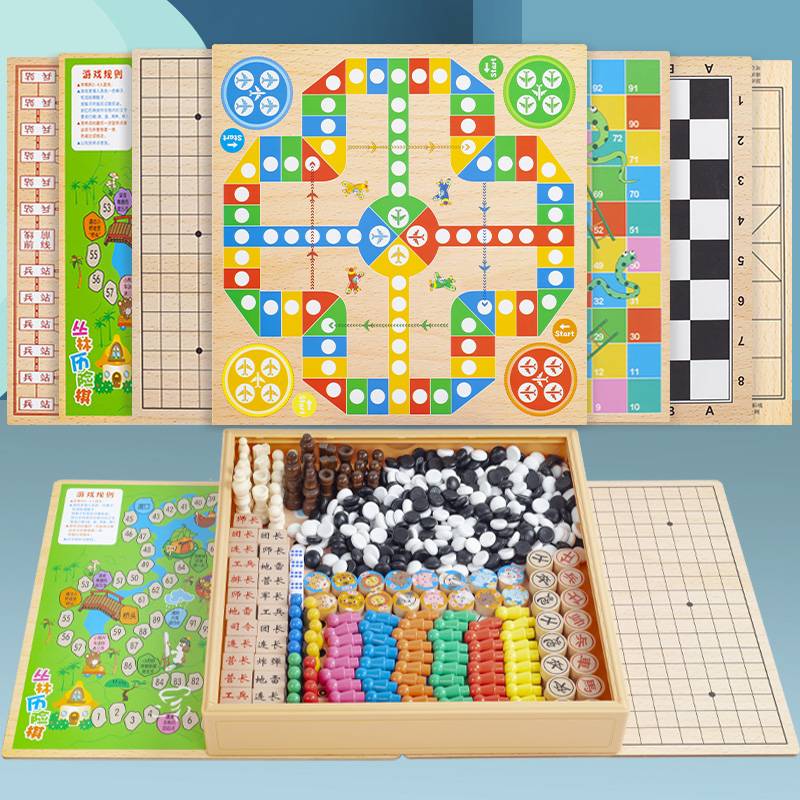 Flying Chess Child Wise Five and Checkers Double-Purpose Chess Board Juniors Game Board Toys