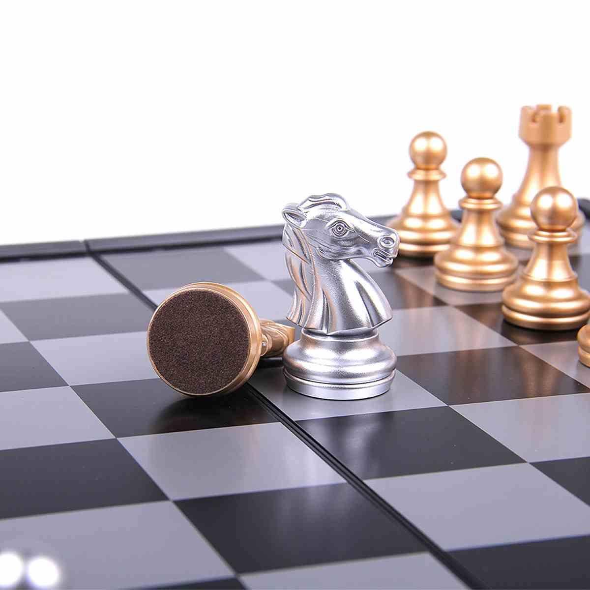 Gold and silver magnetic chess