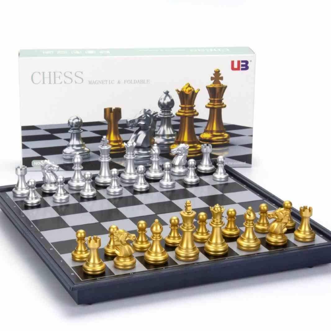 Gold and silver magnetic chess