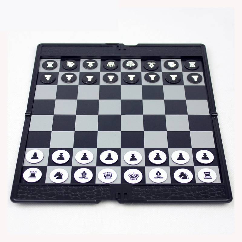 MINI International Chess Portable soft glue magnetic folding leather folding mini student training for training
