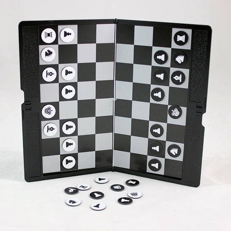 MINI International Chess Portable soft glue magnetic folding leather folding mini student training for training