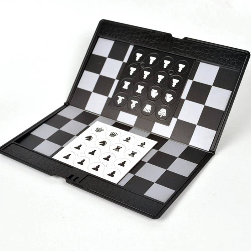 MINI International Chess Portable soft glue magnetic folding leather folding mini student training for training