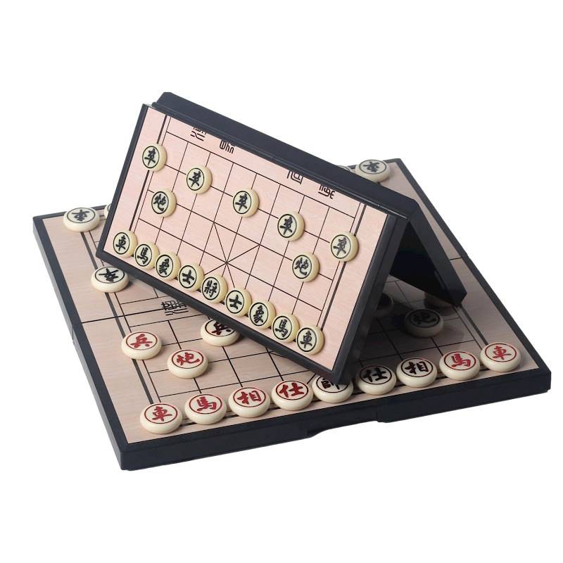 Chinese chess magnetic folding high -end solid wood chessboard Children's student puzzle game portable chess magnetic large number