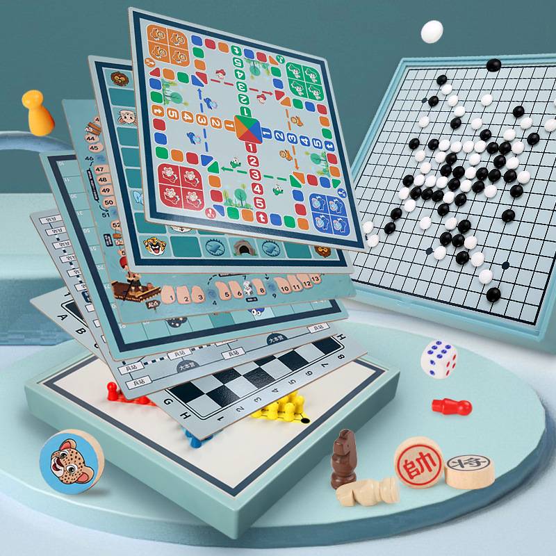 Flying chess chess wooden multi -function multi -function multi -fit game chess children fighting beasts and chess adult puzzle chess