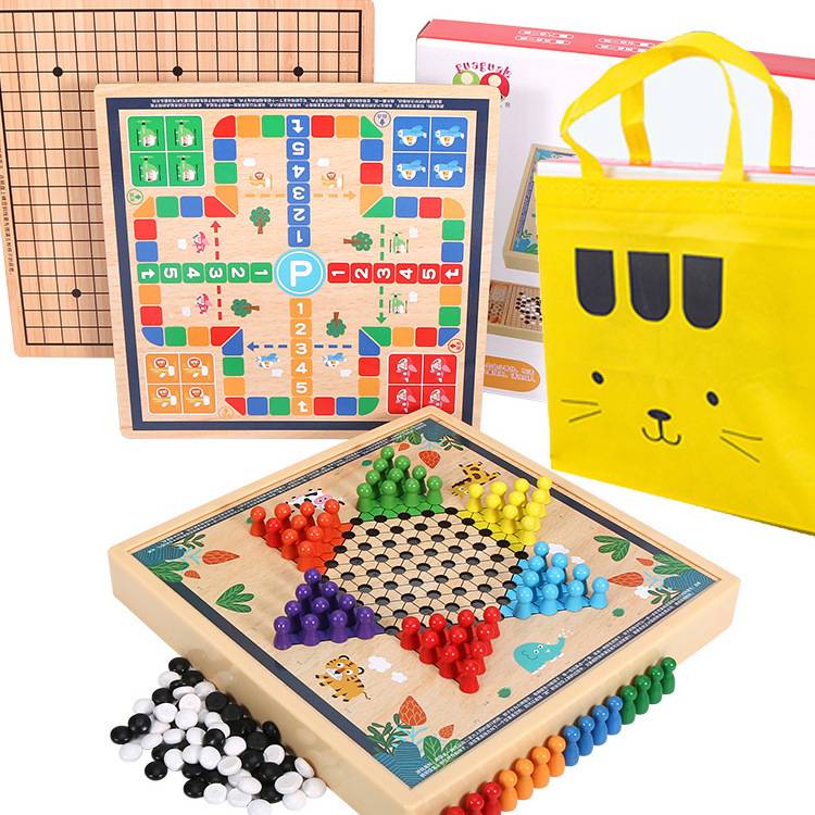 Children's flying chess checked multi -functional combination of one chessboard, five sons, Go, Go, Martial Arts Bats Beast Complex, Puzzle Toys
