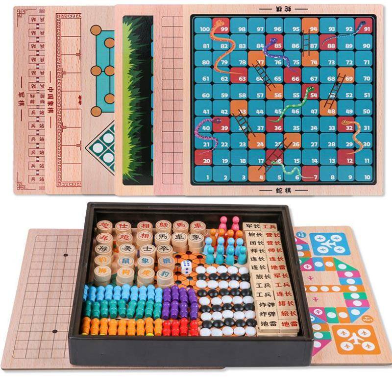 Wuzi chessboard set puzzle large black and white Chinese game scholar toy battle chess card function
