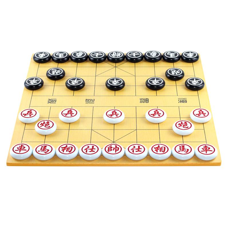 Chinese chess mighty martial amine material resistant to hemp, black and white two -color chess, adult student high -end wooden chessboard