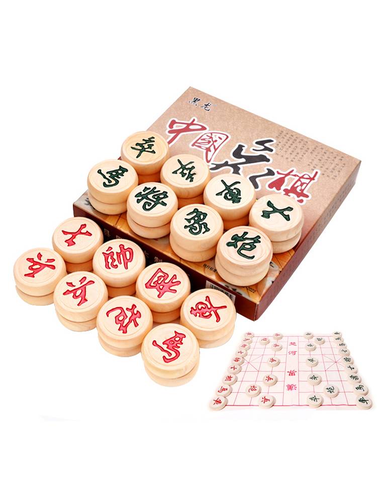 Chinese chess solid wood chessboard students Children adults are like chess wooden household high -end sets like chess and cards
