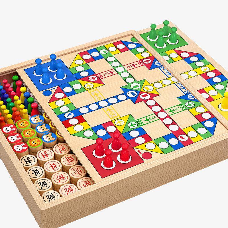Children's multifunctional chessboard flying chess, fifth son, chess, chess, chess twelve -in -one chess puzzle toy board game version