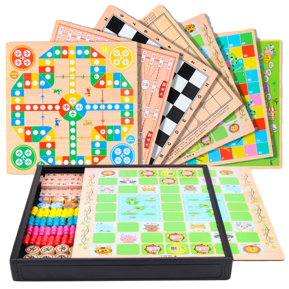 Flying Chess checkers, five pieces of chess, a multi-purpose chess flag, a board of all children's puzzle toys