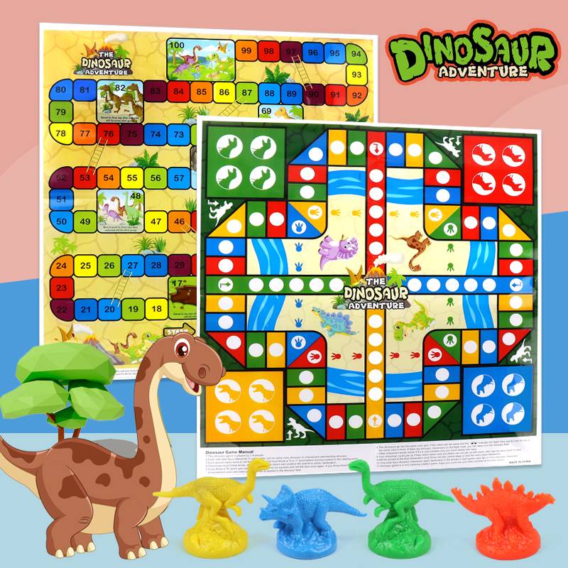 Portable dinosaur flying chess children chess aircraft game chess and card phenomenon parent -child rolling dice and chess toys