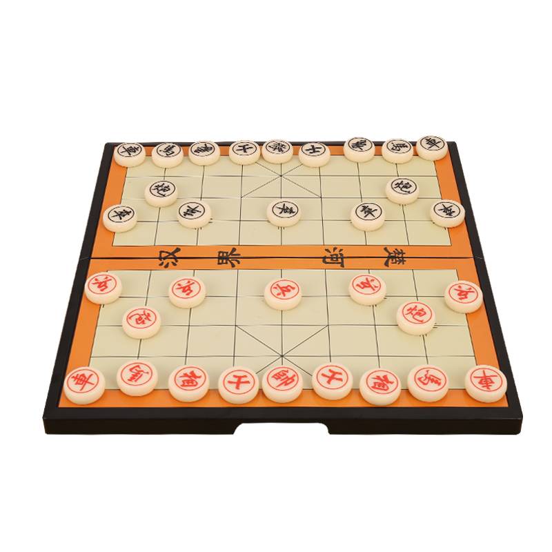 Magnetic Chinese chess folding high -end solid wood chessboard children's students adult puzzle game portable wooden box chess