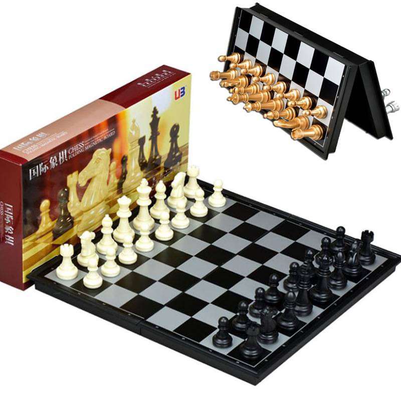UB AIA genuine gold and silver color magnetic chess can fold chessboard chess game toys chess chess