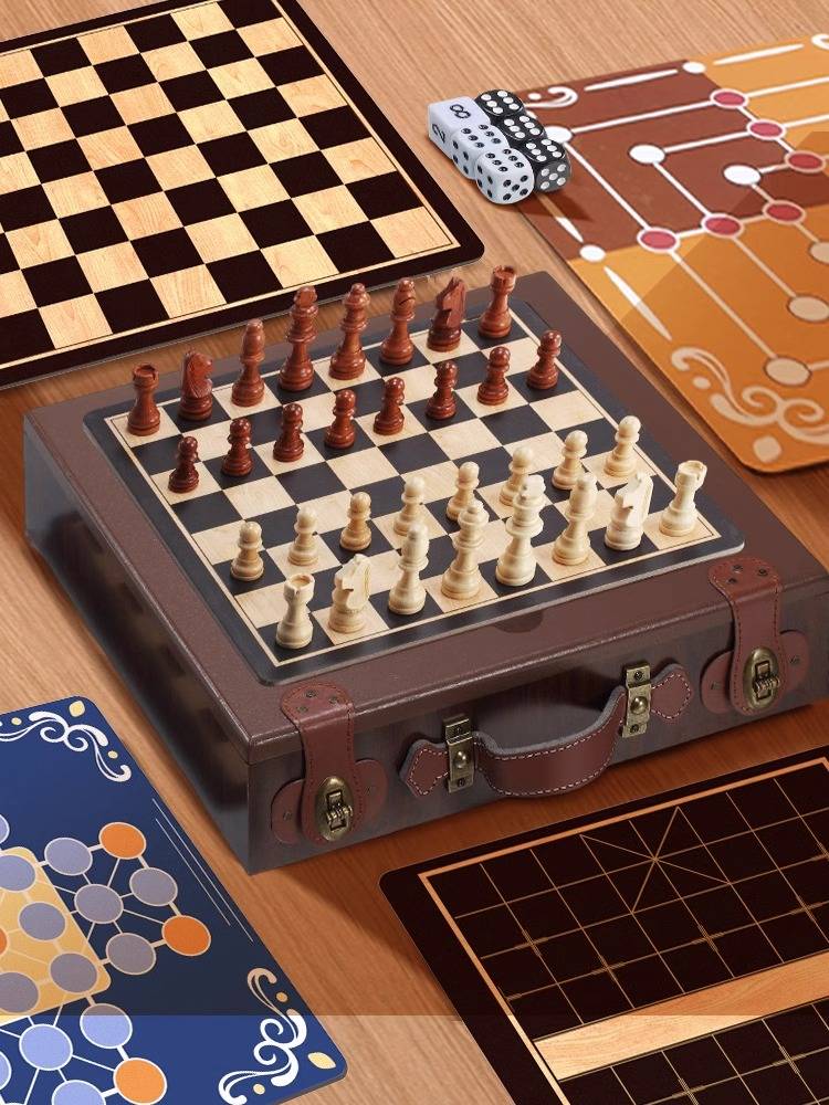 Multifunctional chessboard five sons chess chess and chess flying chess, one puzzle, a puzzle, big wood, big child boy boy gift