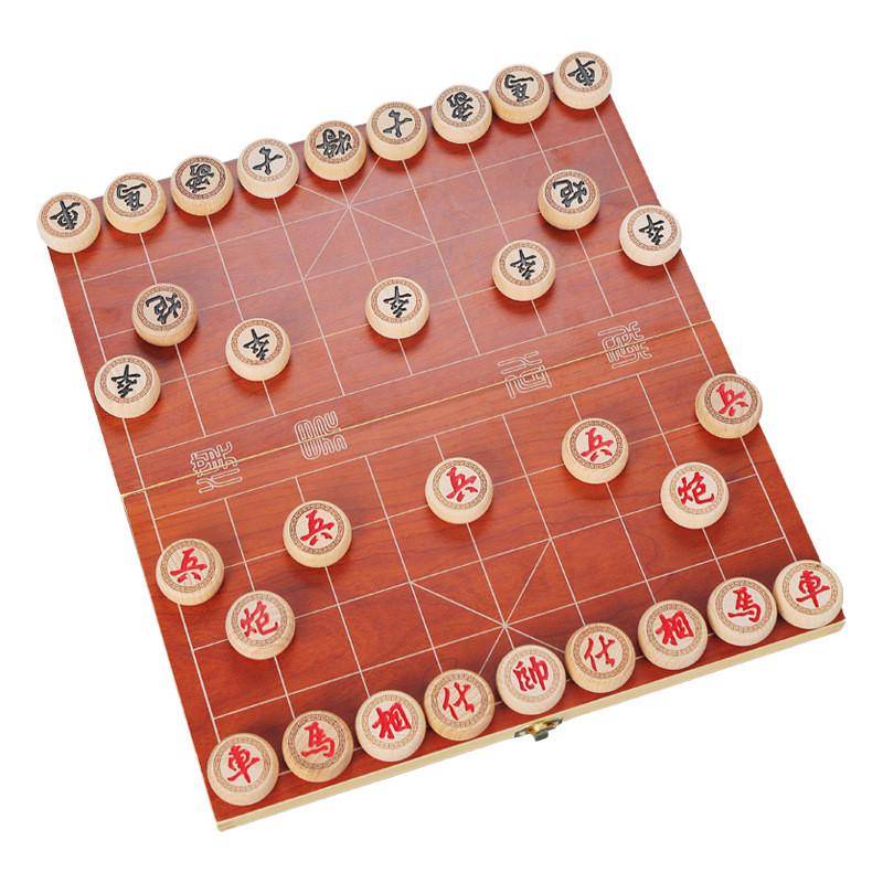 Children's chess chessboard solid wood Chinese chess primary school students big chess pieces full set like chess and cards folding